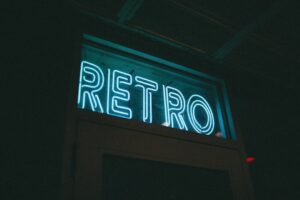retrofuturistic 80s neon